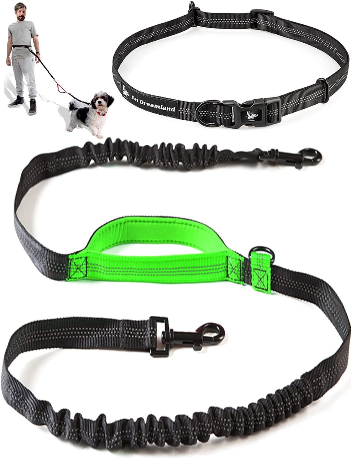 Exquisite Hands-Free Leash for Medium Dogs: Perfect for Active Pet Owners Comfortable, Durable & Ideal for Running, Walking, Hiking. Premium Dog Waist Leash with Bungee. Must-Have Dog Gear