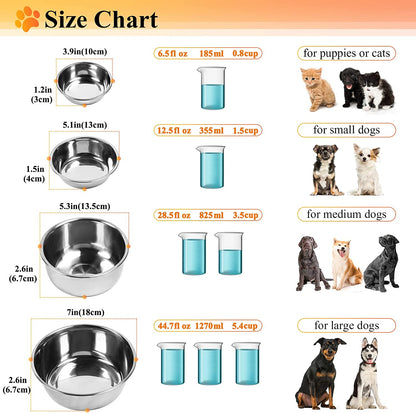 Dog Bowls Set, Double Stainless Steel Feeder Bowls and Wider Non Skid Spill Proof Silicone Mat Pet Puppy Cats Dogs Bowl, Burgundy