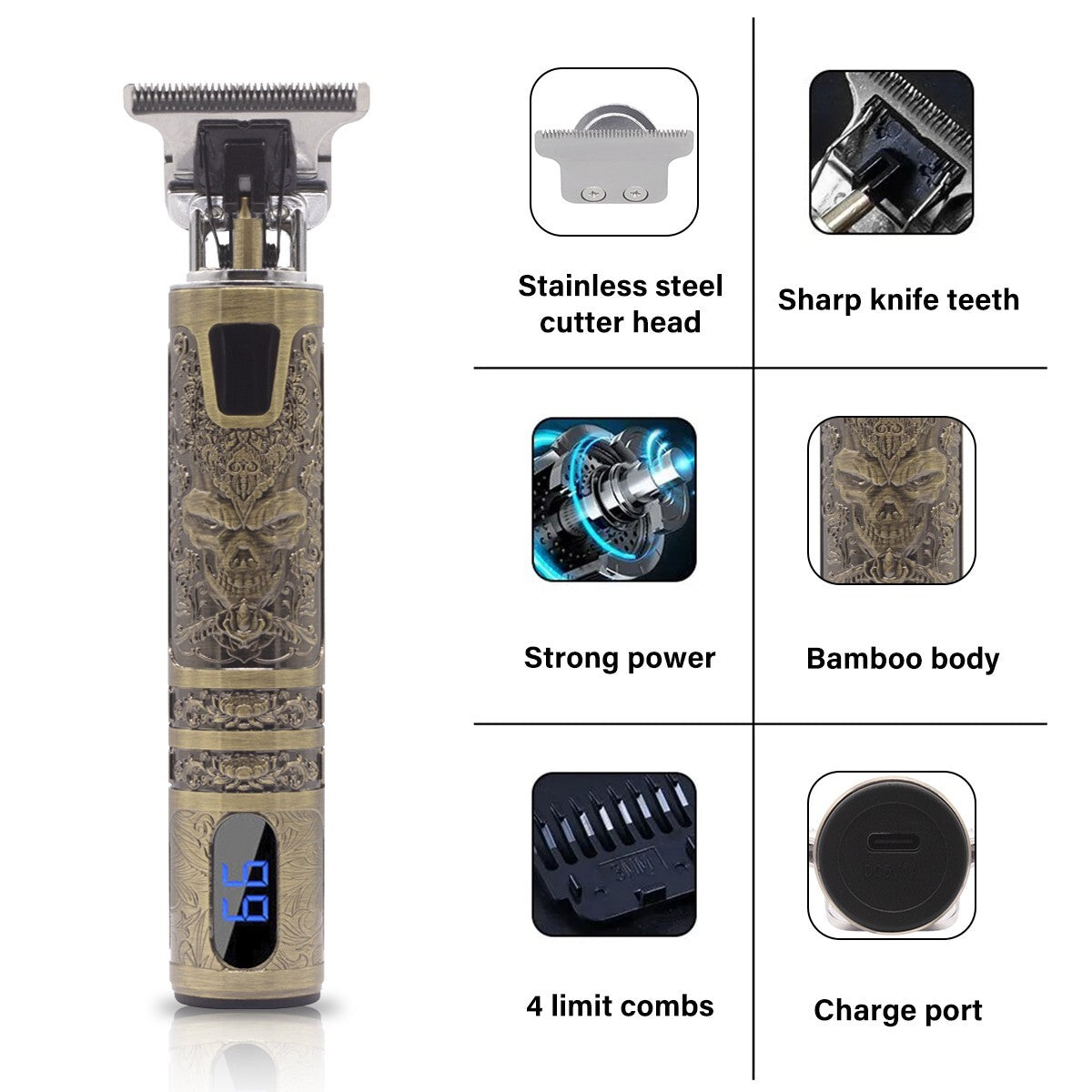 Professional Hair Clippers Trimmer Cordless Shaving Machine Cutting Barber Beard