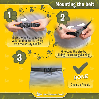 Exquisite Hands-Free Leash for Medium Dogs: Perfect for Active Pet Owners Comfortable, Durable & Ideal for Running, Walking, Hiking. Premium Dog Waist Leash with Bungee. Must-Have Dog Gear